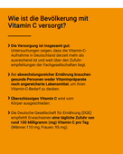 Die Bevölkerung ist insgesamt gut mit Vitamin C versorgt, überschüssiges Vitamin C wird ausgeschieden.