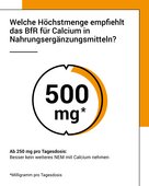 Höchstmengenempfehlung für Calcium: 500 mg pro Tagesdosis