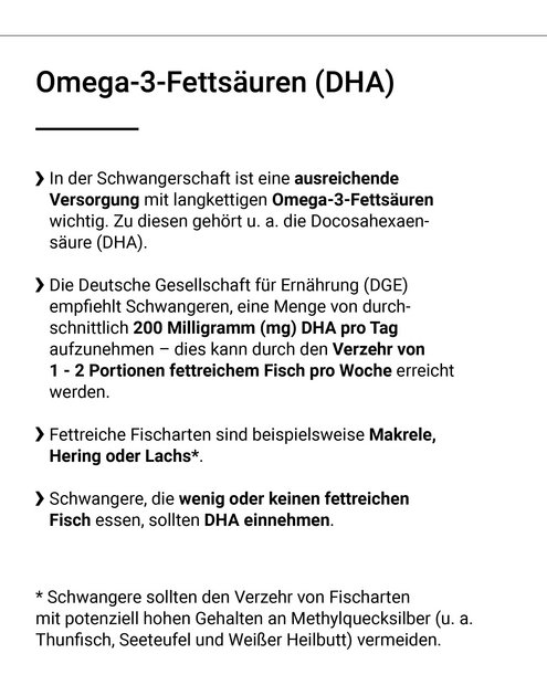 In der Schwangerschaft ist auch eine ausreichende Versorgung mit Omega-3-Fettsäuren wichtig.